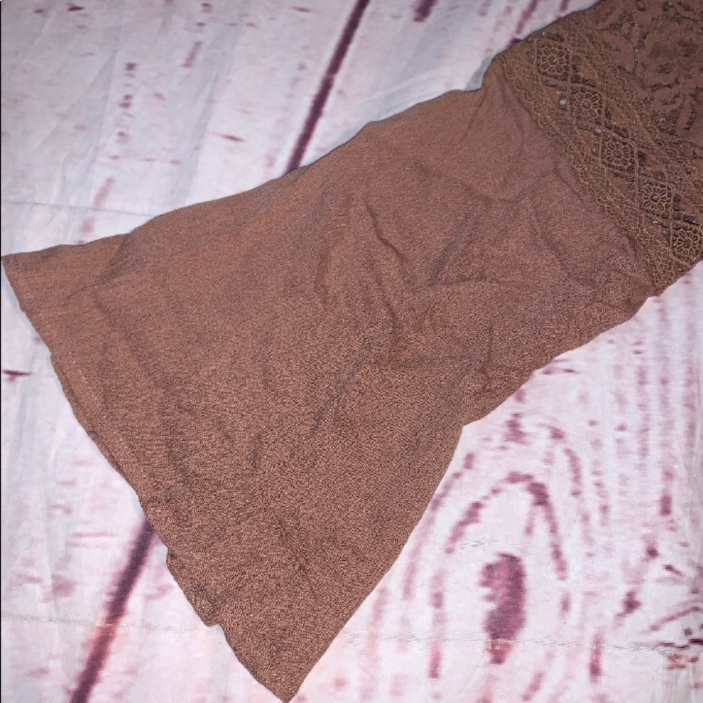 💜 Boho taupe lace dress bell sleeve - Picture 5 of 6